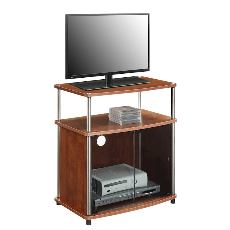 Mobile porta TV da 26" con mobiletto e mensola in vetro nero