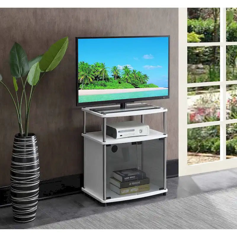 Mobile porta TV da 26" con mobiletto e mensola in vetro nero