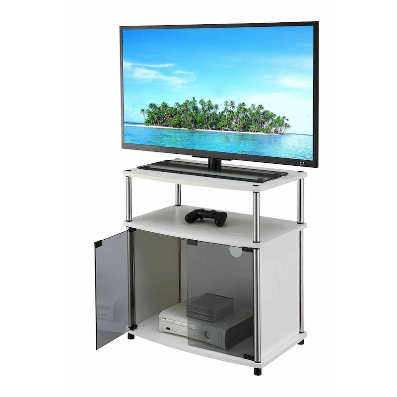Mobile porta TV da 26" con mobiletto e mensola in vetro nero