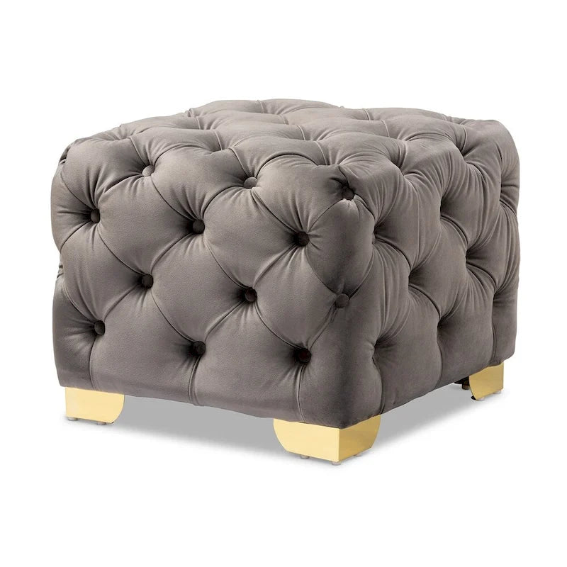 Pouf Glam Velvet con gambe dorate