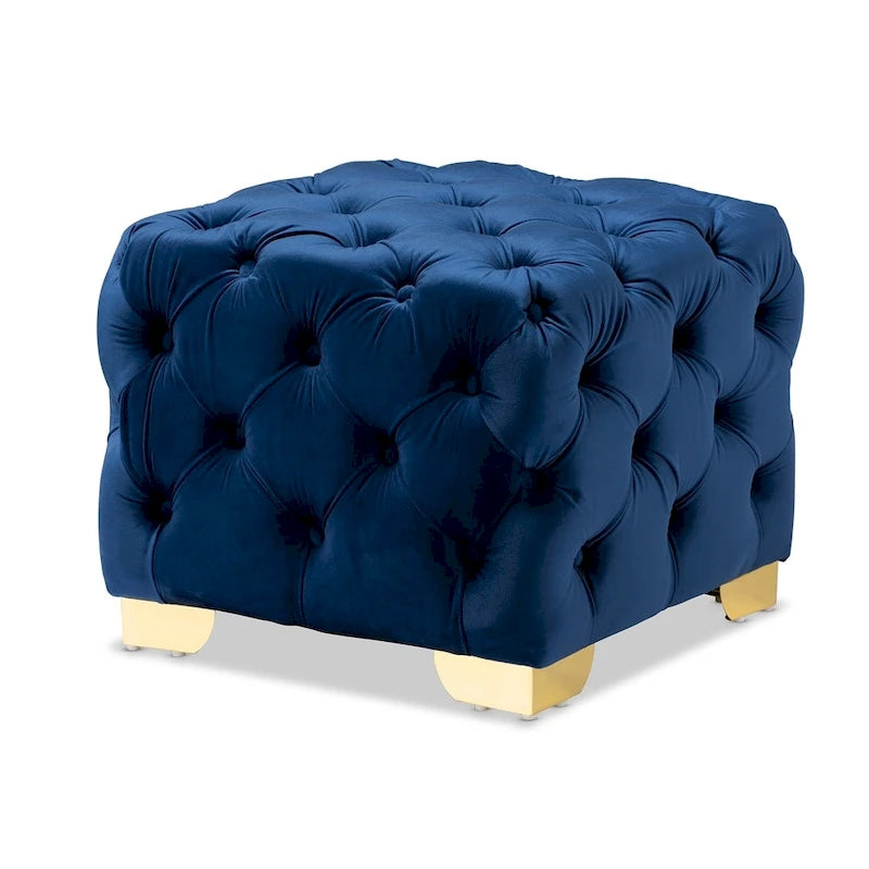Pouf Glam Velvet con gambe dorate