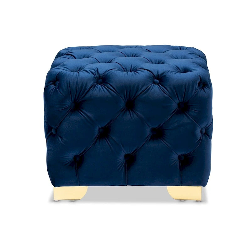 Pouf Glam Velvet con gambe dorate