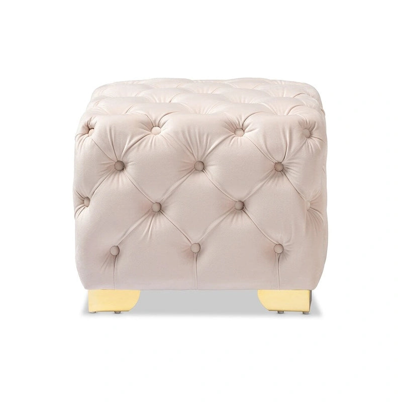 Pouf Glam Velvet con gambe dorate