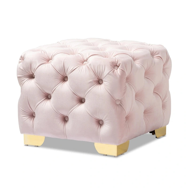 Pouf Glam Velvet con gambe dorate