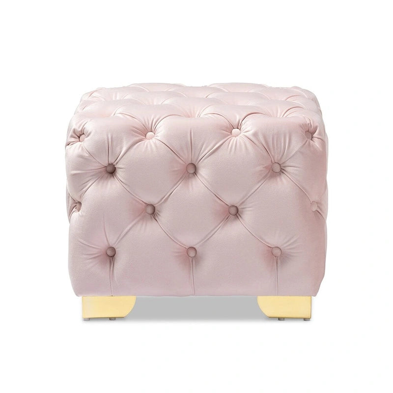 Pouf Glam Velvet con gambe dorate