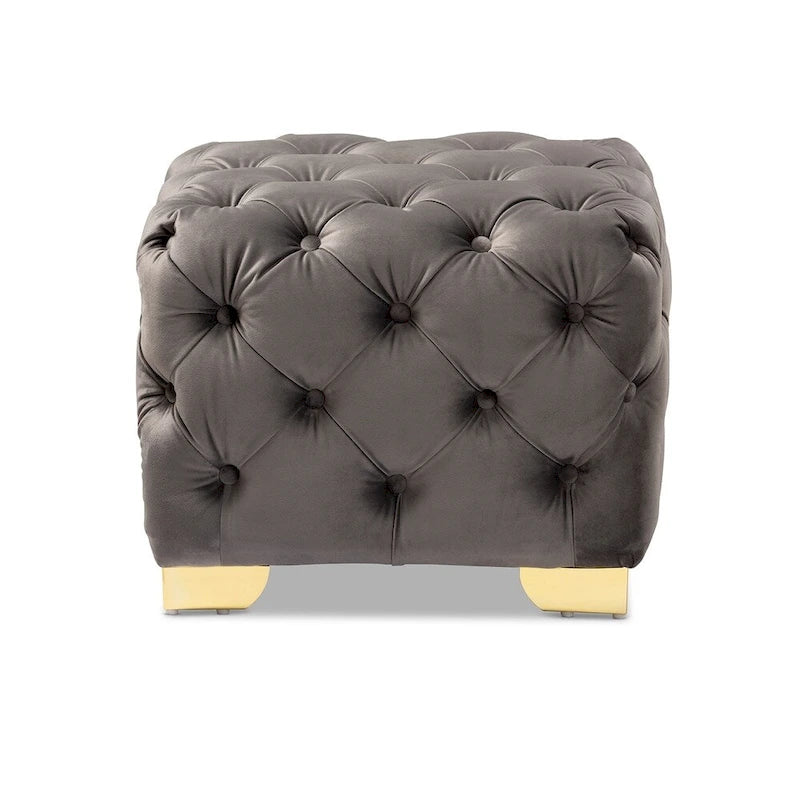Pouf Glam Velvet con gambe dorate
