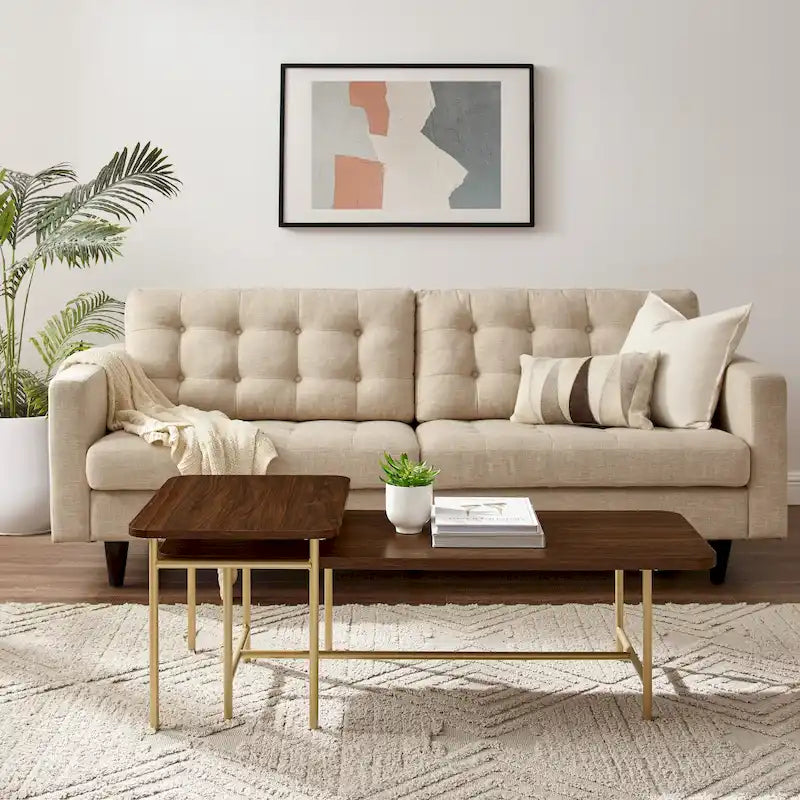 Set di 2 tavolini da caffè contemporanei a incastro - Design scanalato moderno