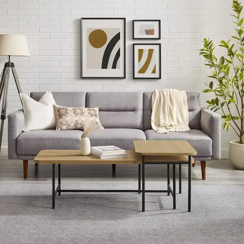 Set di 2 tavolini da caffè contemporanei a incastro - Design scanalato moderno