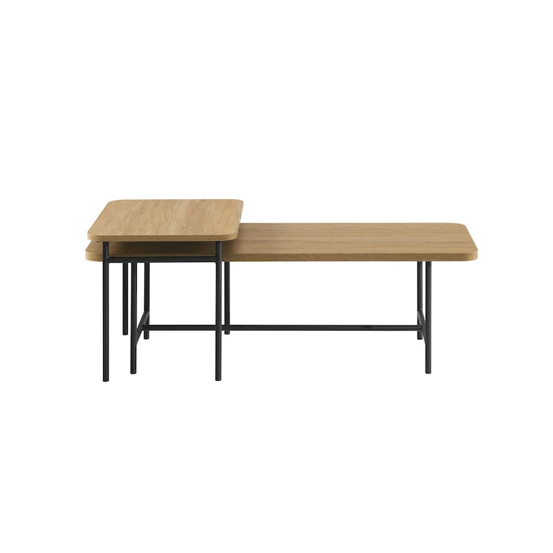 Set di 2 tavolini da caffè contemporanei a incastro - Design scanalato moderno
