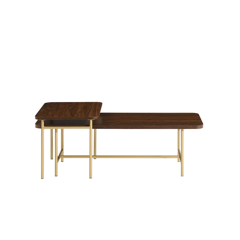 Set di 2 tavolini da caffè contemporanei a incastro - Design scanalato moderno