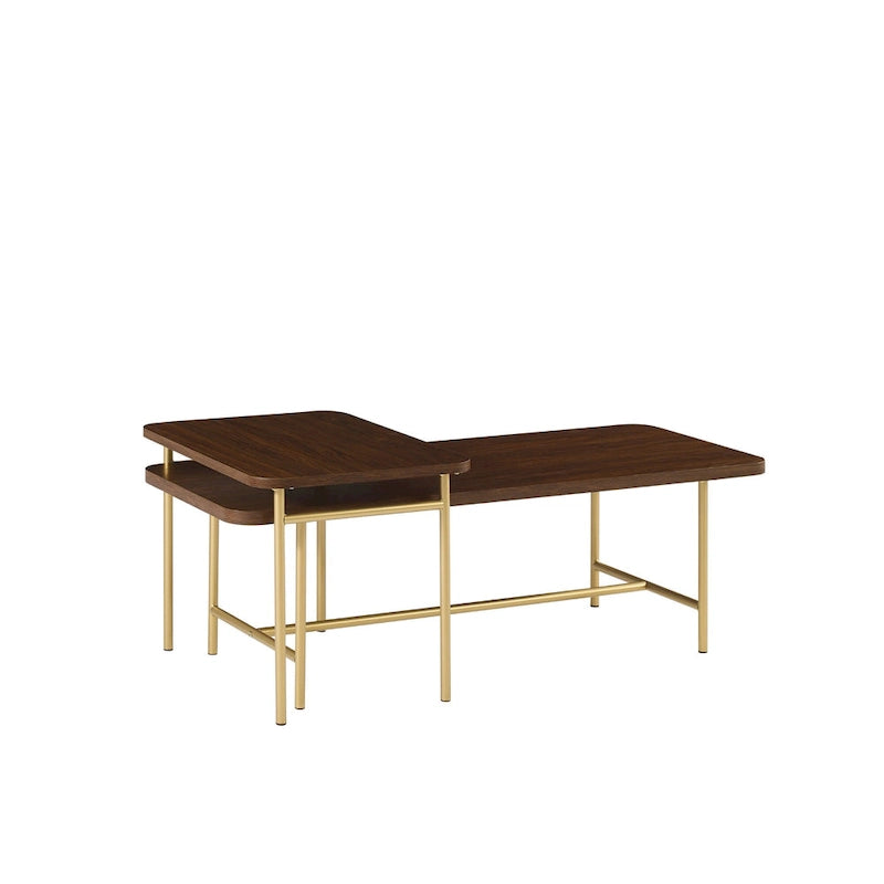 Set di 2 tavolini da caffè contemporanei a incastro - Design scanalato moderno