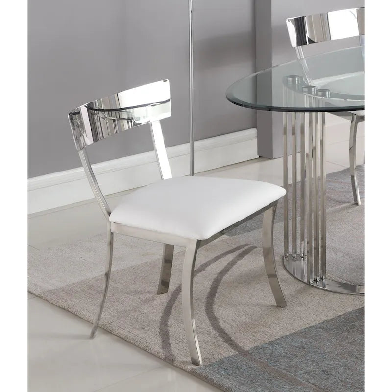 Sedia da pranzo con schienale curvo e rivestimento in similpelle - Set da 2