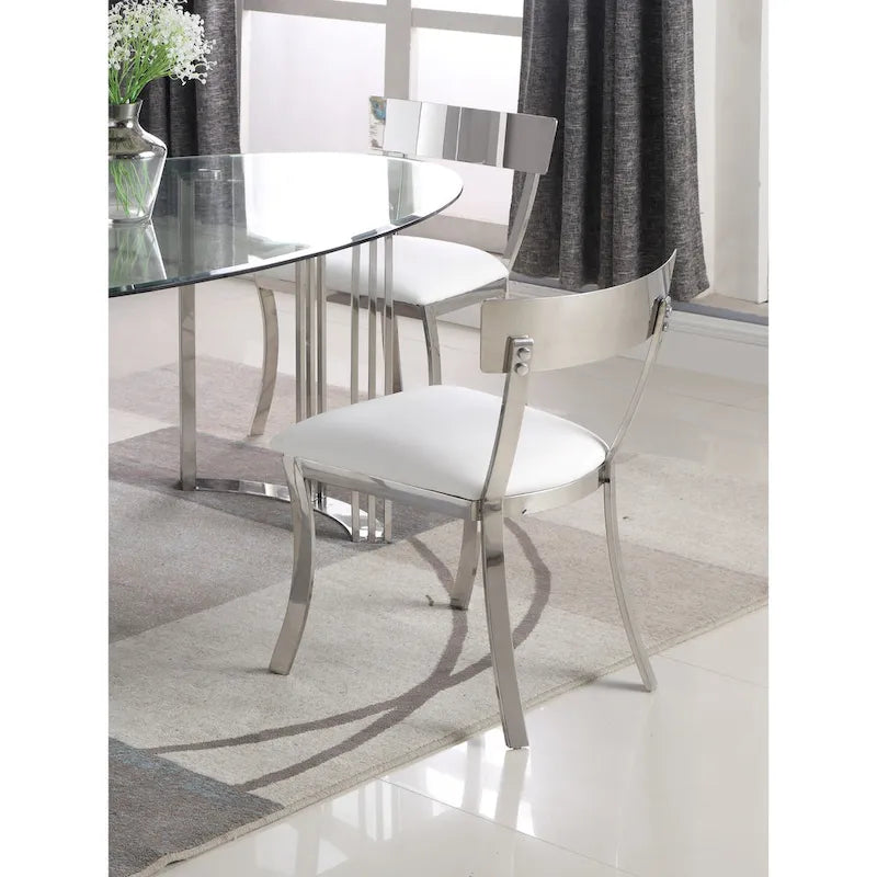 Sedia da pranzo con schienale curvo e rivestimento in similpelle - Set da 2