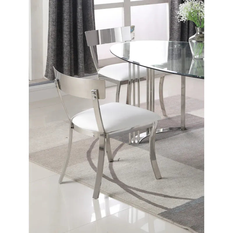 Sedia da pranzo con schienale curvo e rivestimento in similpelle - Set da 2