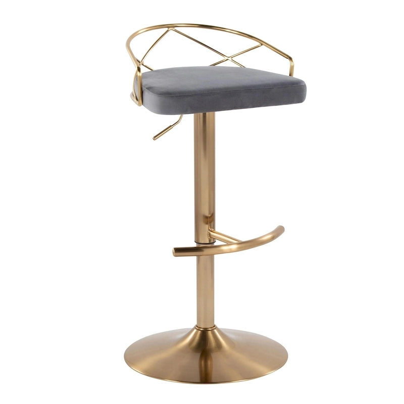 Set di 2 sgabelli da bar girevoli regolabili Glam - Velluto e similpelle