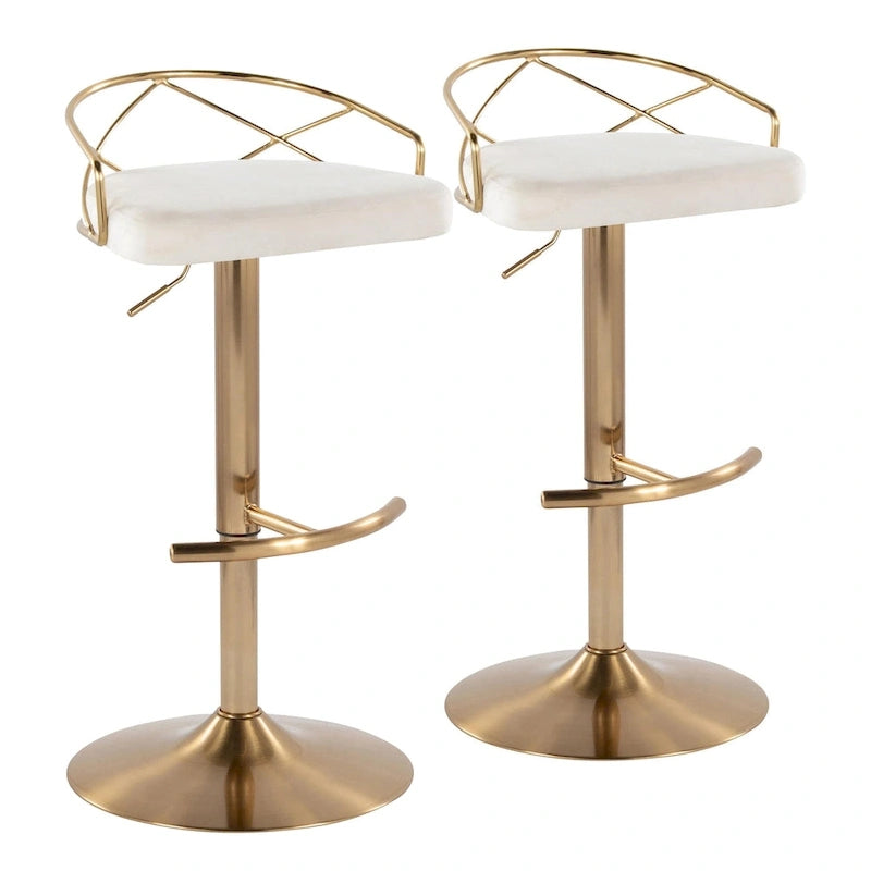 Set di 2 sgabelli da bar girevoli regolabili Glam - Velluto e similpelle