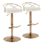 Set di 2 sgabelli da bar girevoli regolabili Glam - Velluto e similpelle