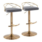 Set di 2 sgabelli da bar girevoli regolabili Glam - Velluto e similpelle