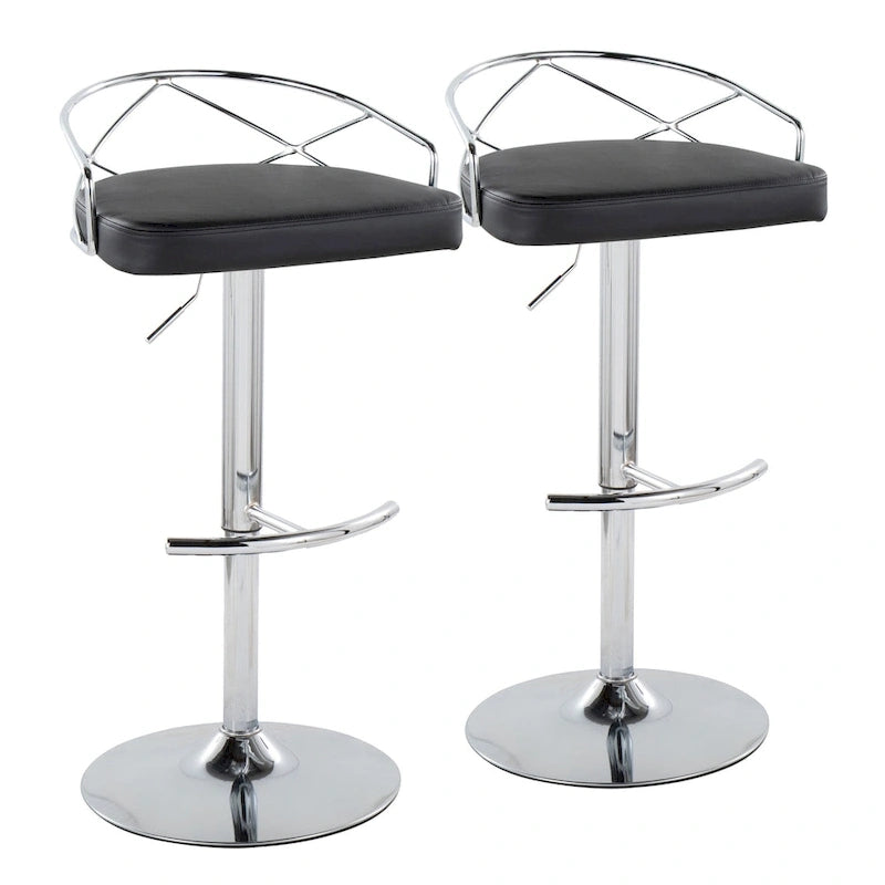 Set di 2 sgabelli da bar girevoli regolabili Glam - Velluto e similpelle