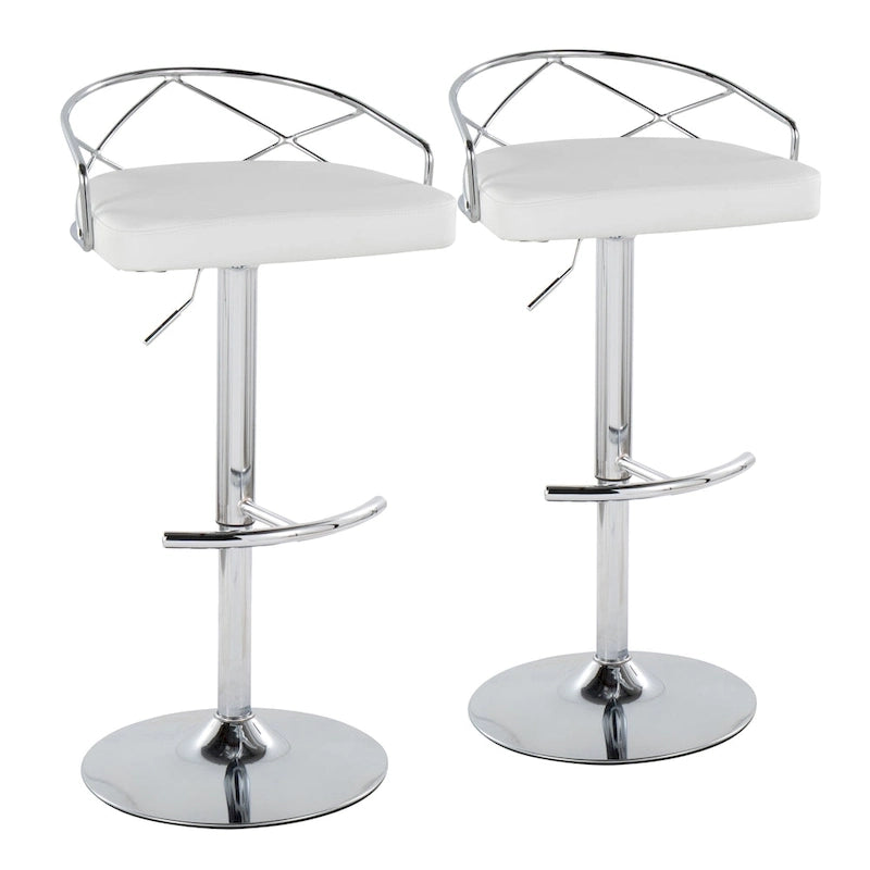 Set di 2 sgabelli da bar girevoli regolabili Glam - Velluto e similpelle