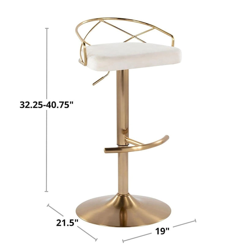 Set di 2 sgabelli da bar girevoli regolabili Glam - Velluto e similpelle