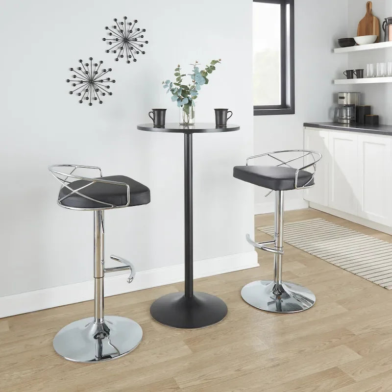 Set di 2 sgabelli da bar girevoli regolabili Glam - Velluto e similpelle