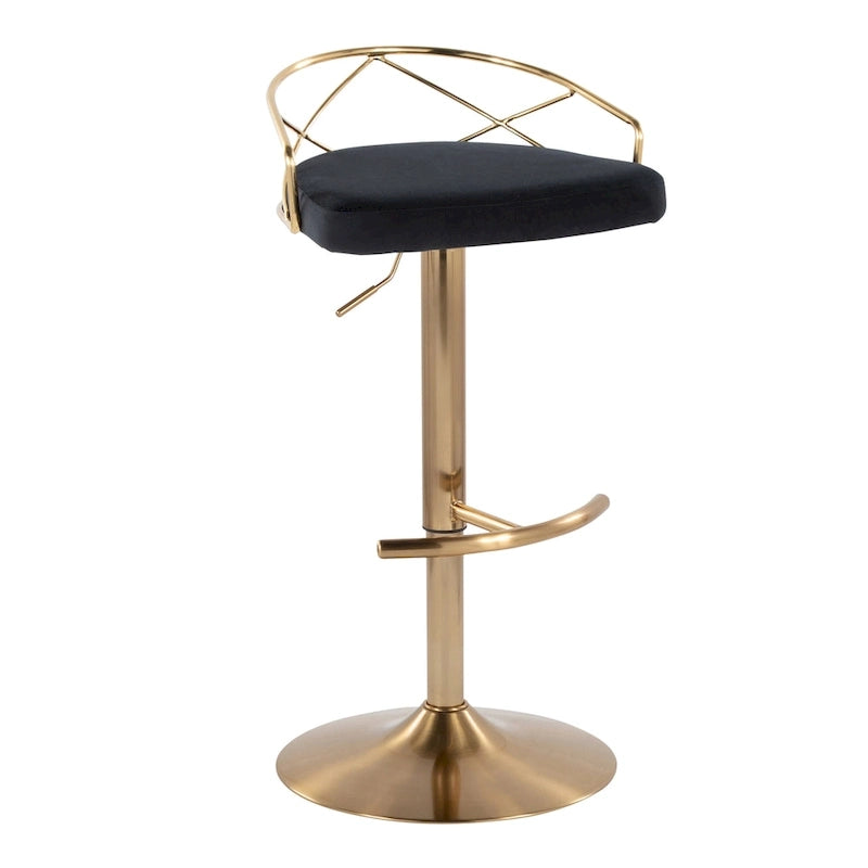 Set di 2 sgabelli da bar girevoli regolabili Glam - Velluto e similpelle