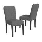 Sedia da pranzo imbottita con schienale arrotondato – in tessuto nero, set da 2