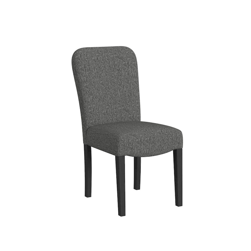 Sedia da pranzo imbottita con schienale arrotondato – in tessuto nero, set da 2