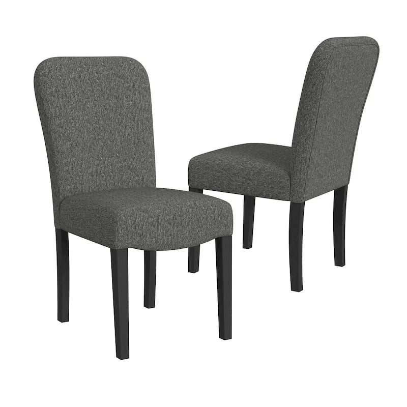 Sedia da pranzo imbottita con schienale arrotondato – in tessuto nero, set da 2