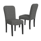 Sedia da pranzo imbottita con schienale arrotondato – in tessuto nero, set da 2