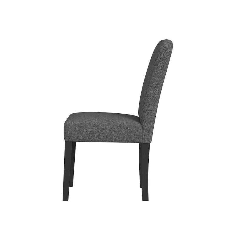 Sedia da pranzo imbottita con schienale arrotondato – in tessuto nero, set da 2
