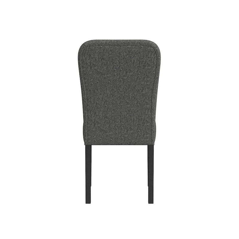 Sedia da pranzo imbottita con schienale arrotondato – in tessuto nero, set da 2