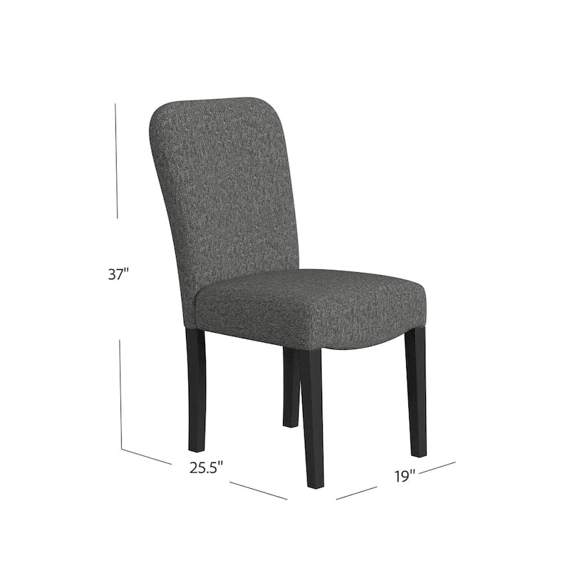 Sedia da pranzo imbottita con schienale arrotondato – in tessuto nero, set da 2