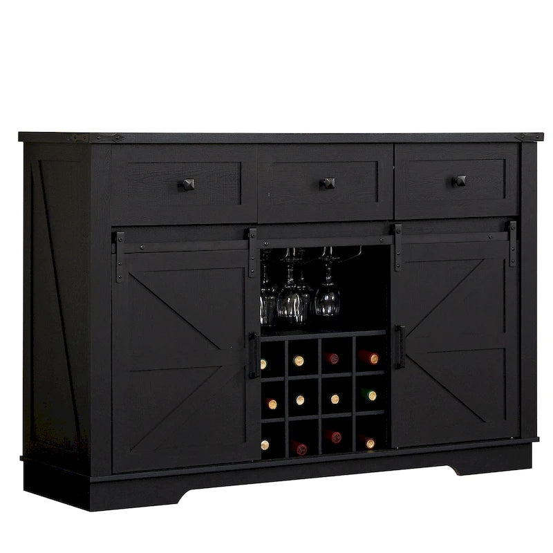 Madia/Credenza a Buffet in Stile Rustico/Country con Vano Contenitore - In Legno Riciclato Effetto Barnwood