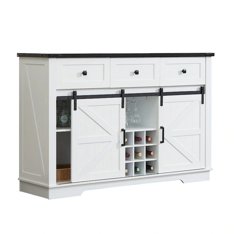 Madia/Credenza a Buffet in Stile Rustico/Country con Vano Contenitore - In Legno Riciclato Effetto Barnwood