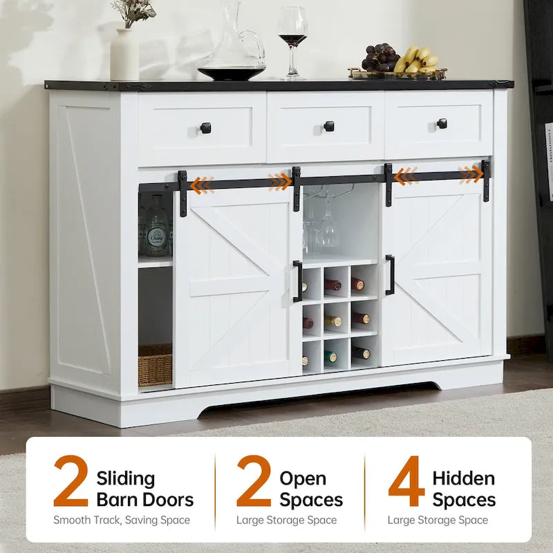 Madia/Credenza a Buffet in Stile Rustico/Country con Vano Contenitore - In Legno Riciclato Effetto Barnwood