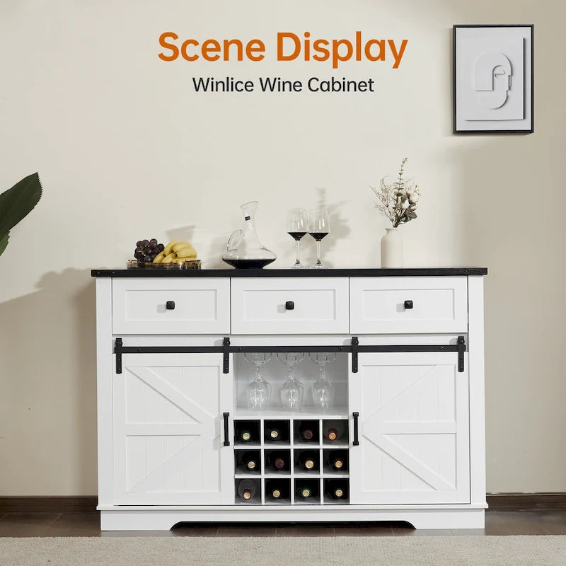 Madia/Credenza a Buffet in Stile Rustico/Country con Vano Contenitore - In Legno Riciclato Effetto Barnwood