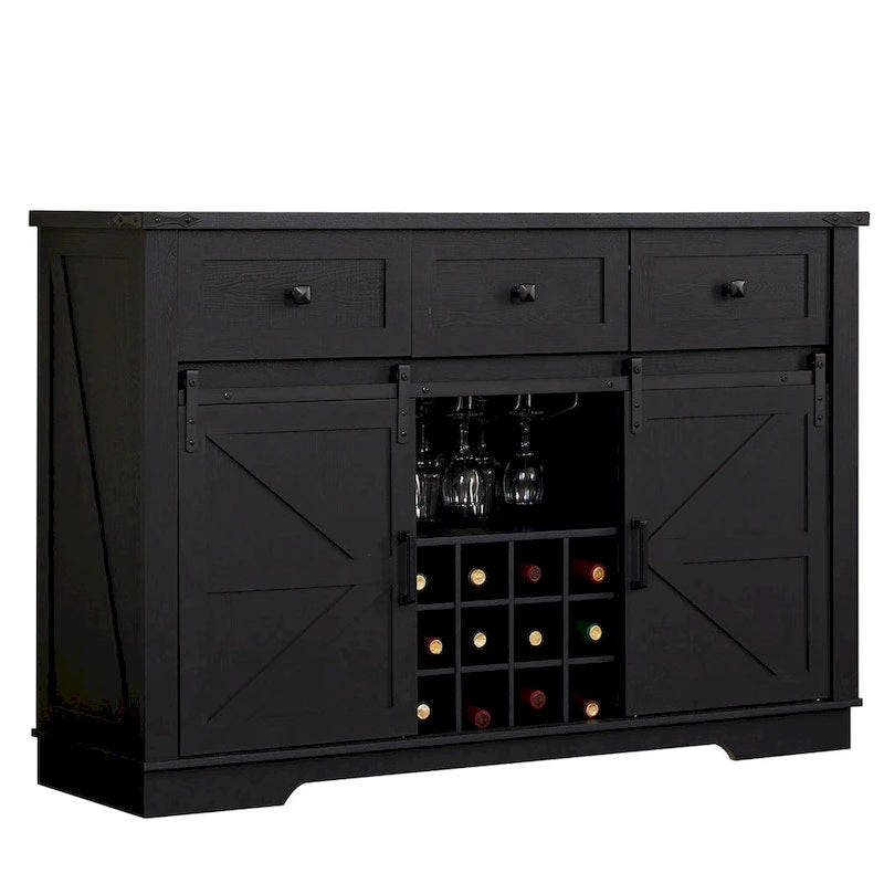 Madia/Credenza a Buffet in Stile Rustico/Country con Vano Contenitore - In Legno Riciclato Effetto Barnwood