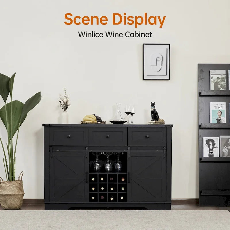 Madia/Credenza a Buffet in Stile Rustico/Country con Vano Contenitore - In Legno Riciclato Effetto Barnwood