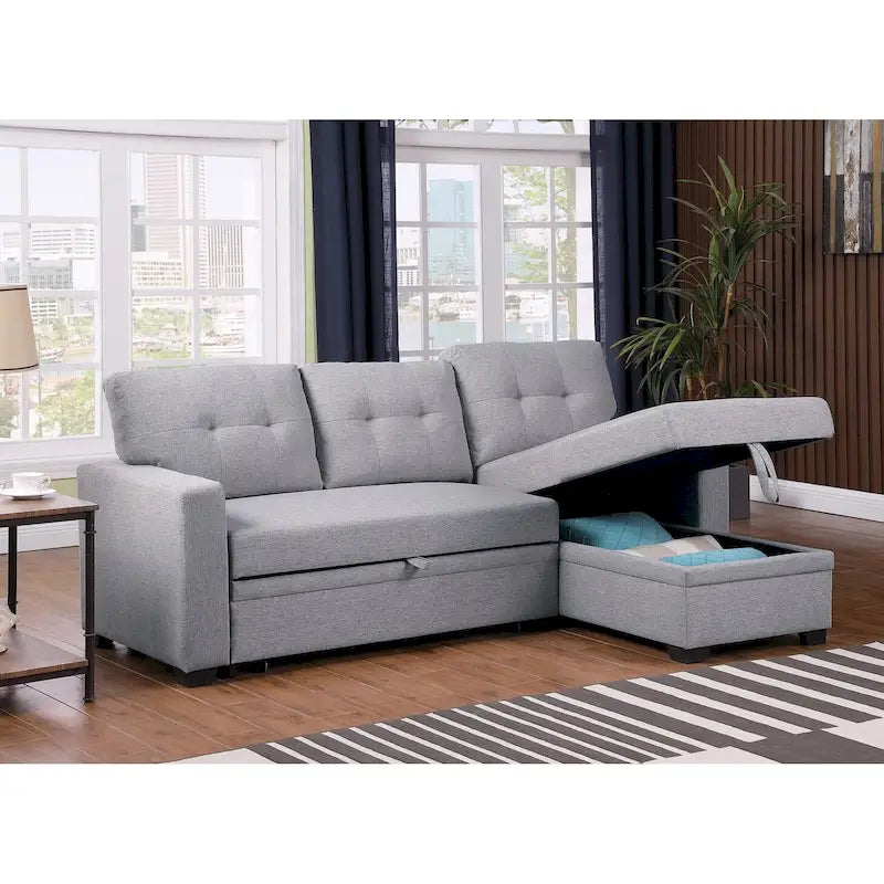 Divano componibile imbottito estraibile con chaise longue