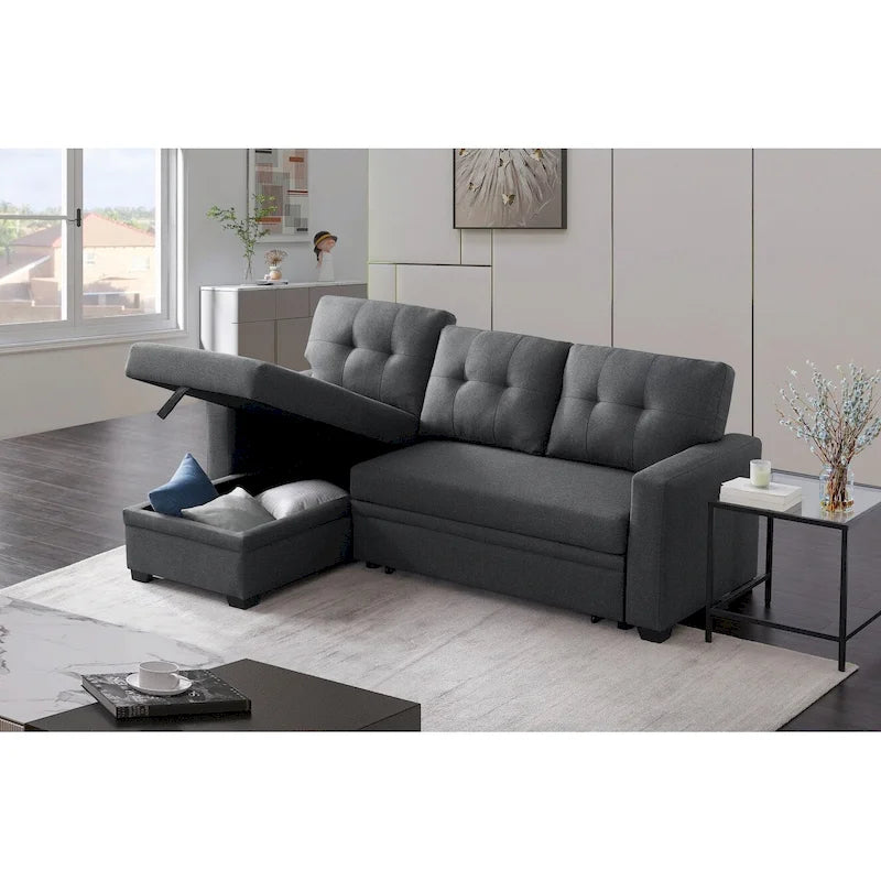Divano componibile imbottito estraibile con chaise longue