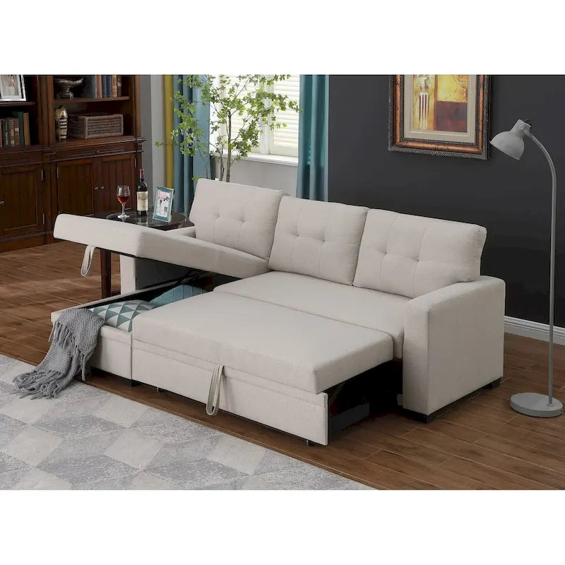 Divano componibile imbottito estraibile con chaise longue