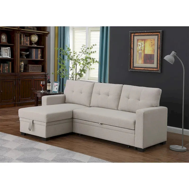 Divano componibile imbottito estraibile con chaise longue