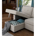 Divano componibile imbottito estraibile con chaise longue