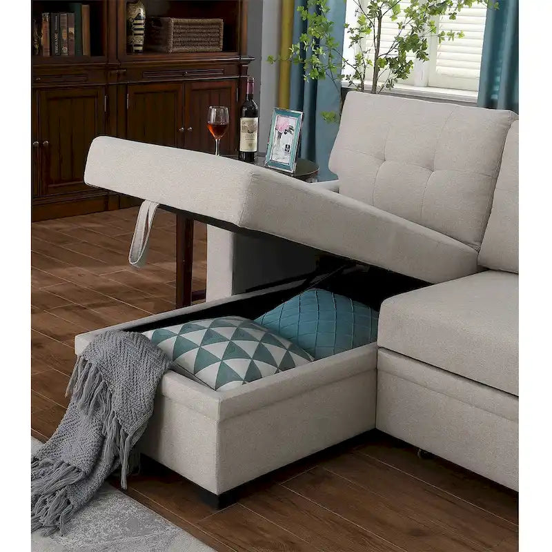 Divano componibile imbottito estraibile con chaise longue