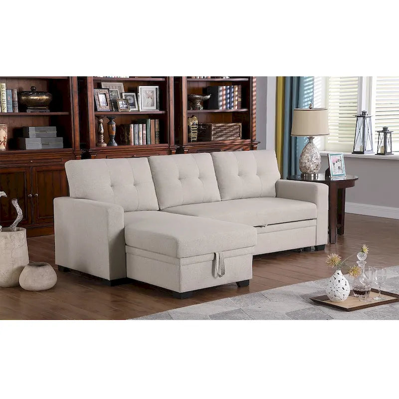 Divano componibile imbottito estraibile con chaise longue