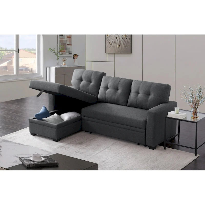Divano componibile imbottito estraibile con chaise longue