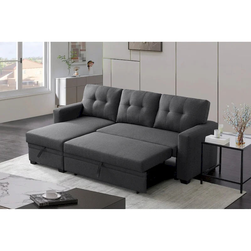 Divano componibile imbottito estraibile con chaise longue