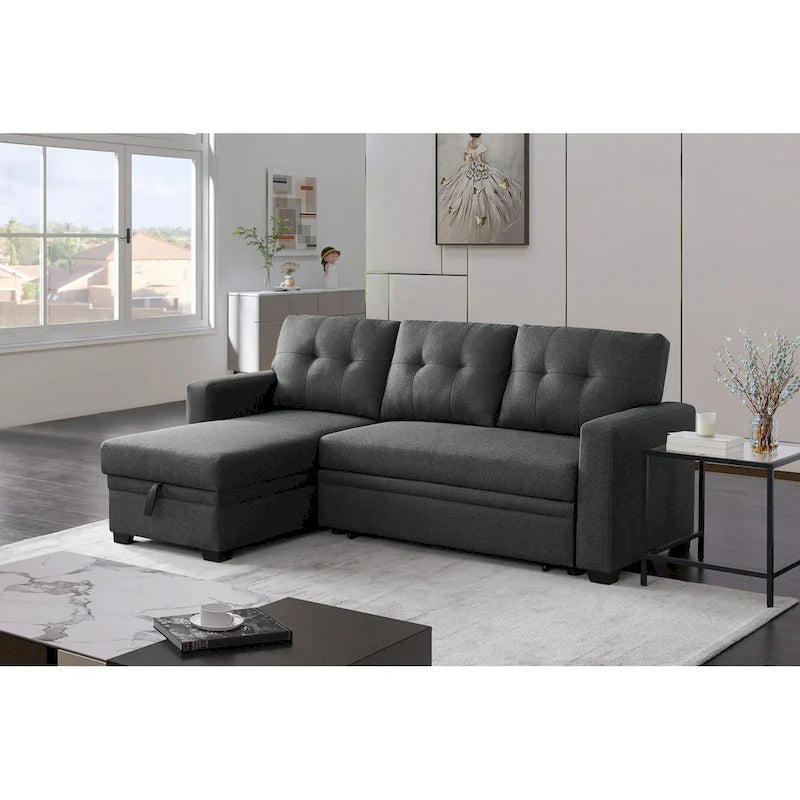 Divano componibile imbottito estraibile con chaise longue